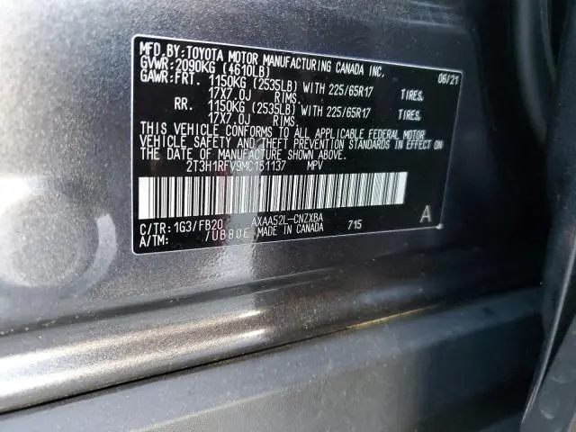 2021 TOYOTA RAV4 LE
