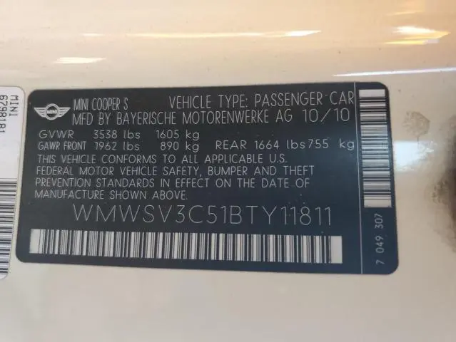 2011 MINI COOPER S  