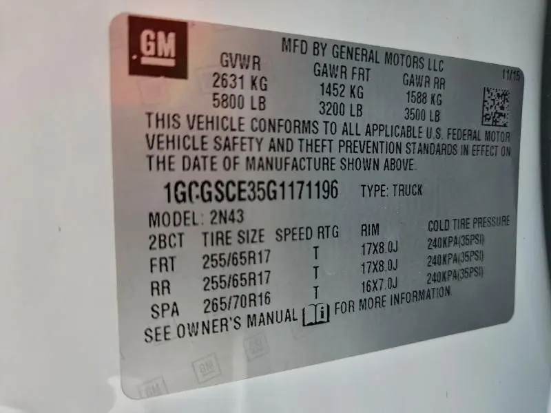 2016 CHEVROLET COLORADO LT  