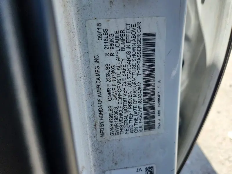 2018 HONDA ACCORD LX  