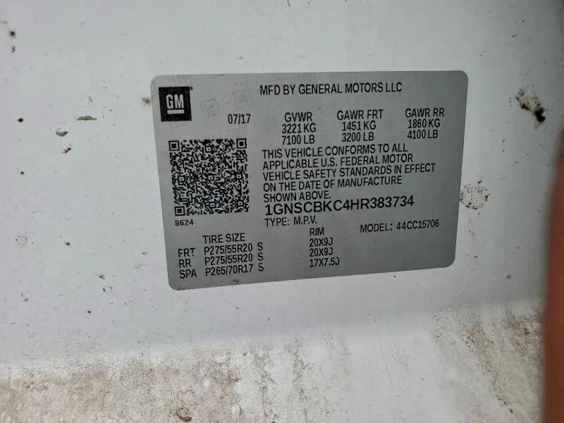 2017 CHEVROLET TAHOE C1500 LT  