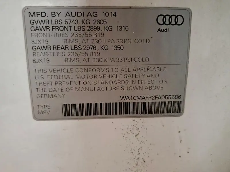 2015 AUDI Q5 TDI PREMIUM PLUS  