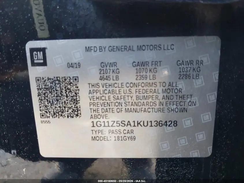 2019 CHEVROLET IMPALA LT