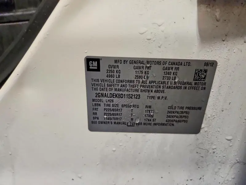 2013 CHEVROLET EQUINOX LT  