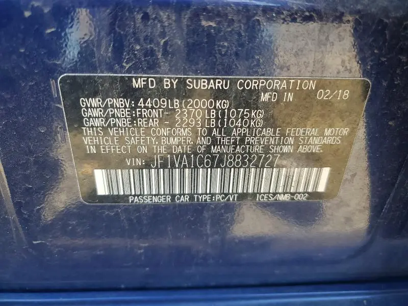 2018 SUBARU WRX PREMIUM  