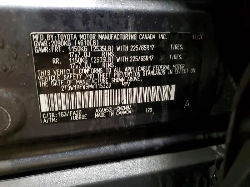 2021 TOYOTA RAV4 XLE  