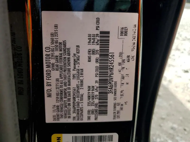 2017 FORD FUSION SPORT  