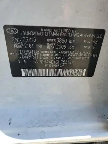 2016 HYUNDAI ELANTRA SE  