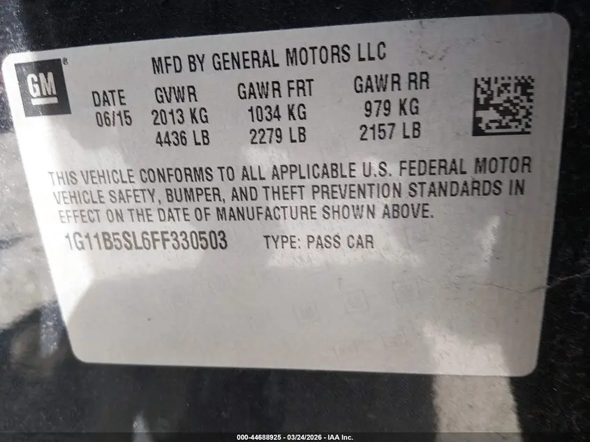 2015 CHEVROLET MALIBU LS