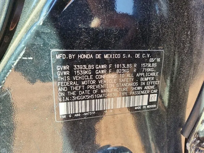 2016 HONDA FIT LX  