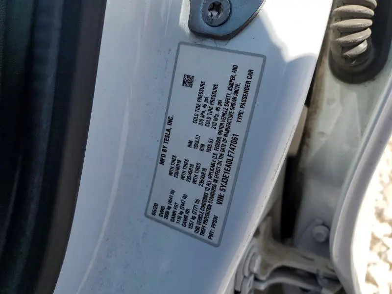 2020 TESLA MODEL 3   