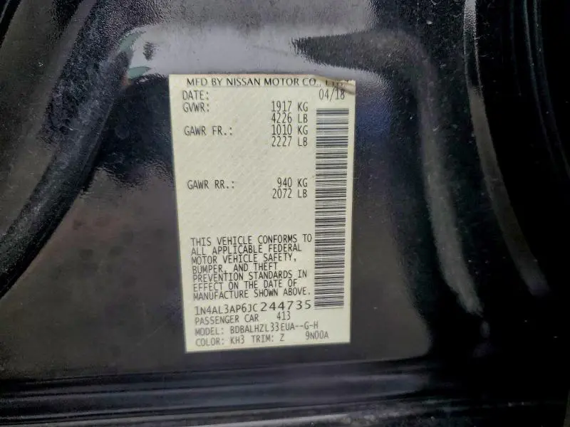 2018 NISSAN ALTIMA 2.5  