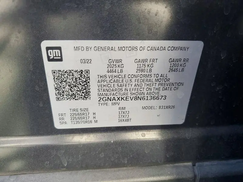 2022 CHEVROLET EQUINOX LT  