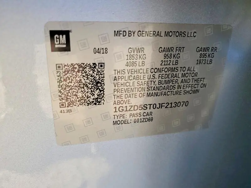 2018 CHEVROLET MALIBU LT  