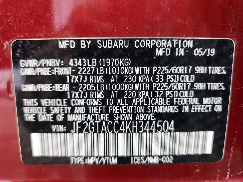 2019 SUBARU CROSSTREK PREMIUM  
