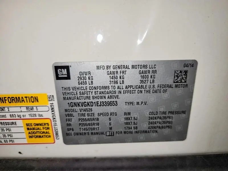 2014 CHEVROLET TRAVERSE LT  