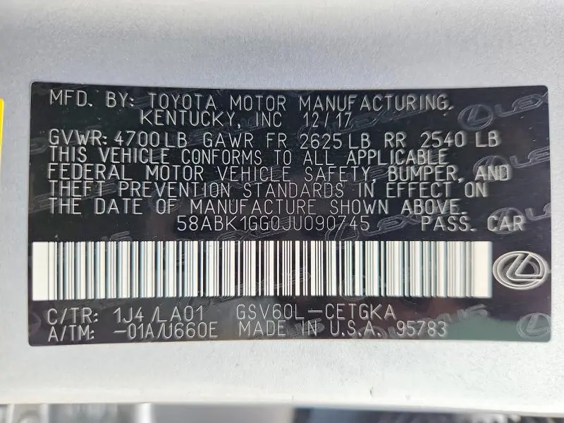 2018 LEXUS ES 350 BASE  