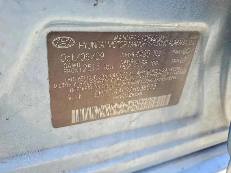 2010 HYUNDAI SONATA GLS  