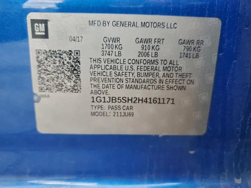 2017 CHEVROLET SONIC LS  