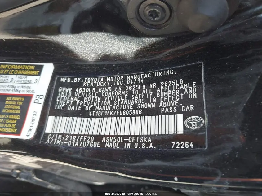 2014 TOYOTA CAMRY SE SPORT