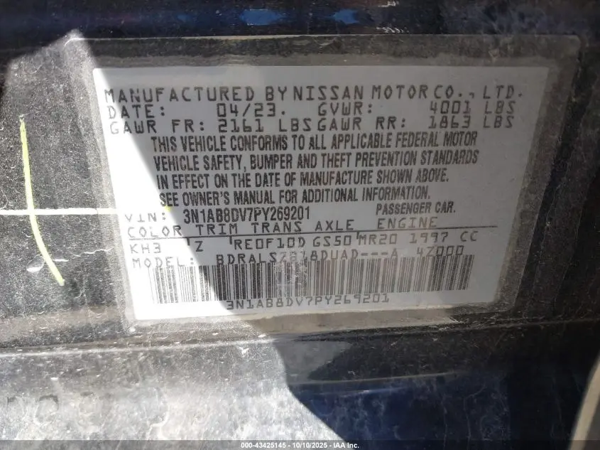 2023 NISSAN SENTRA SR XTRONIC CVT