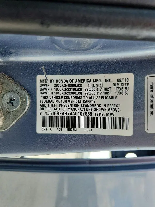 2010 HONDA CR-V EXL  