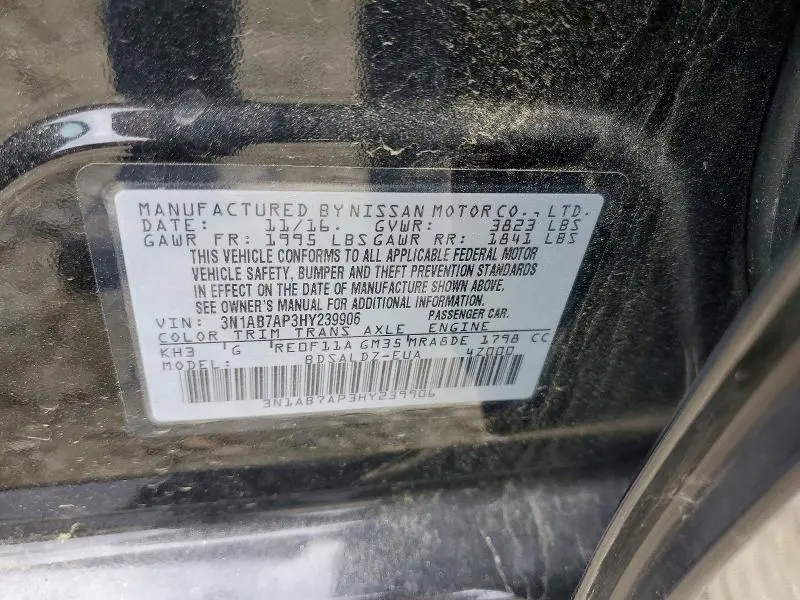 2017 NISSAN SENTRA SV  