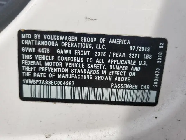 2014 VOLKSWAGEN PASSAT SE  