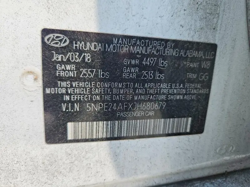 2018 HYUNDAI SONATA SE  