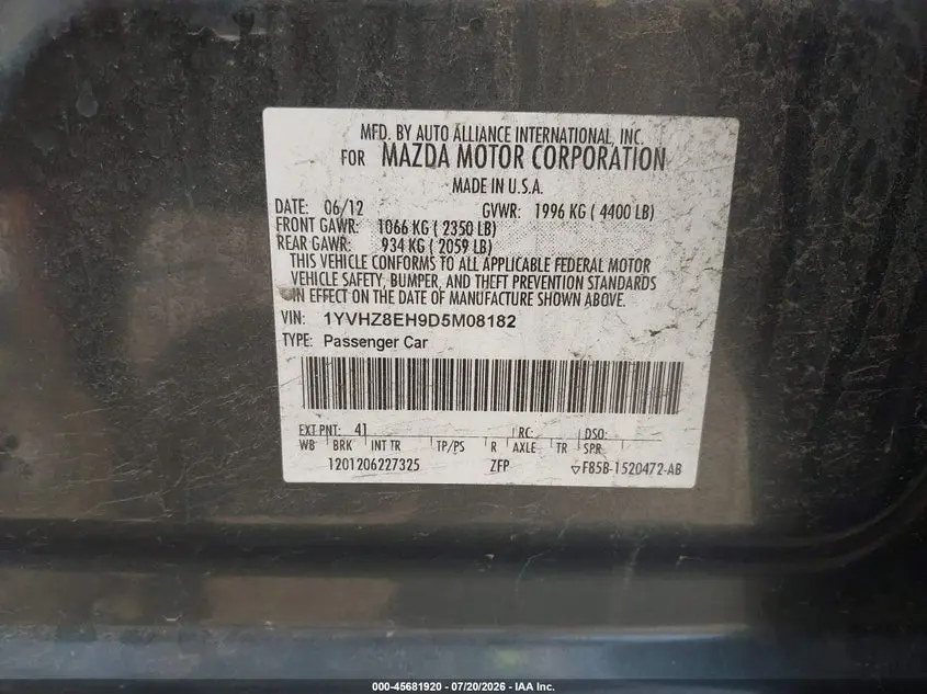 2013 MAZDA MAZDA6 I TOURING PLUS