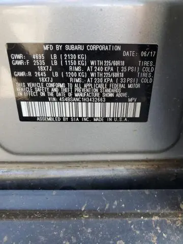 2017 SUBARU OUTBACK 2.5I LIMITED  