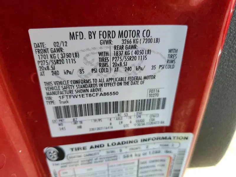 2012 FORD F150 SUPERCREW  