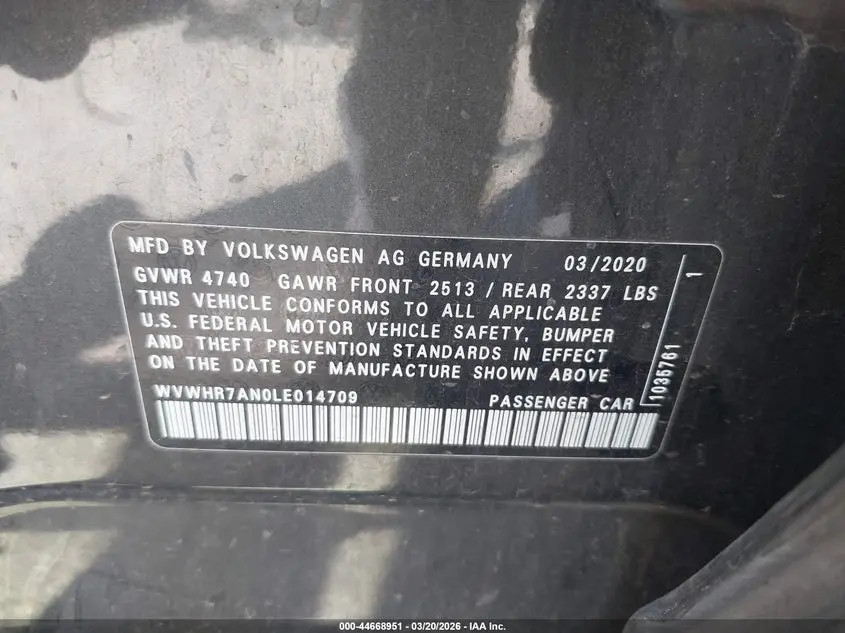 2020 VOLKSWAGEN ARTEON 2.0T SEL R-LINE