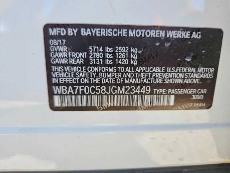 2018 BMW 750 I  