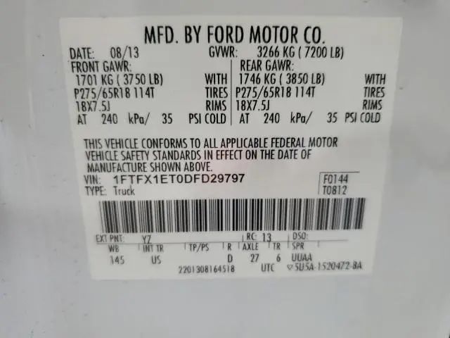 2013 FORD F150 SUPER CAB  