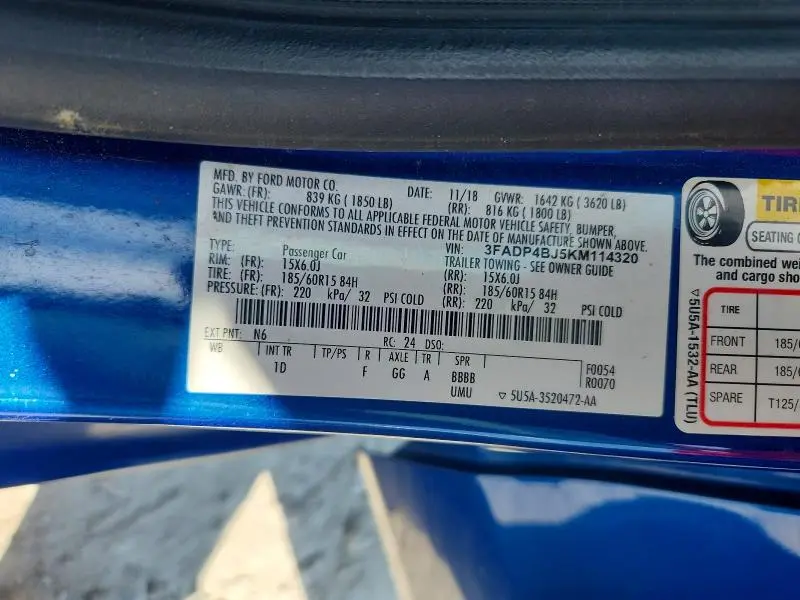 2019 FORD FIESTA SE  