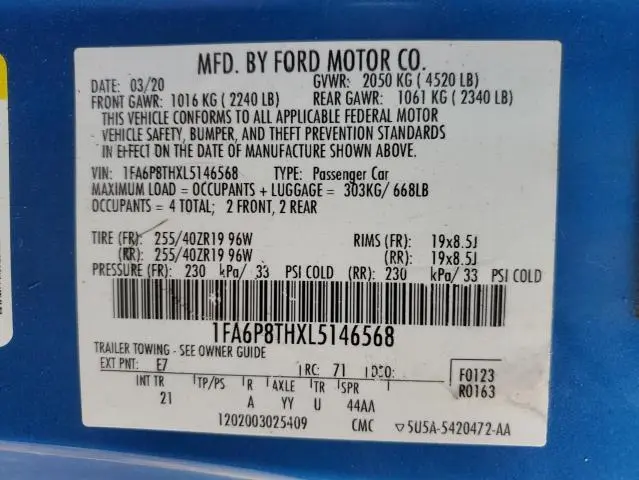 2020 FORD MUSTANG   