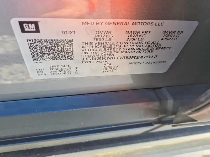 2021 CHEVROLET TAHOE K1500 LT  
