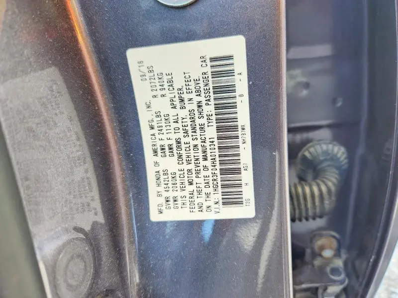 2017 HONDA ACCORD EXL  