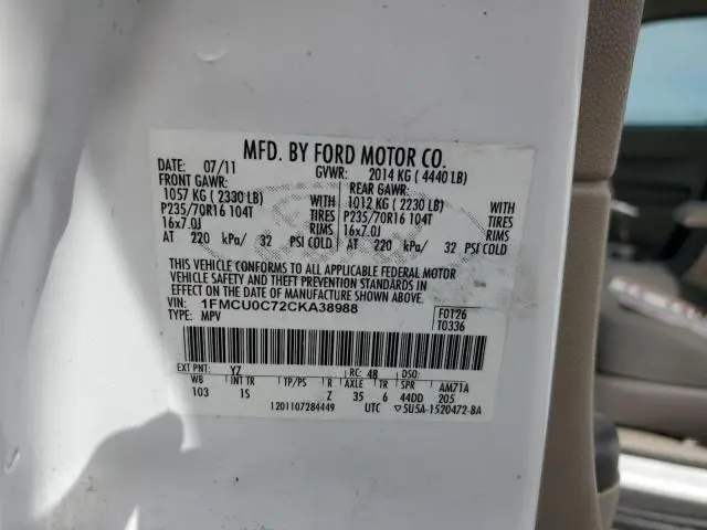 2012 FORD ESCAPE XLS