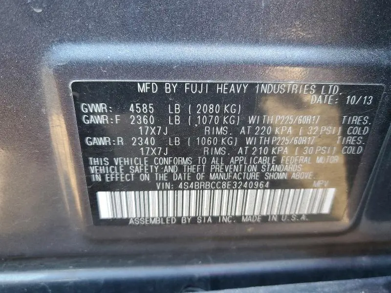 2014 SUBARU OUTBACK 2.5I PREMIUM  