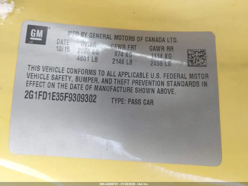 2015 CHEVROLET CAMARO 1LT