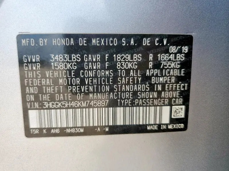 2019 HONDA FIT LX