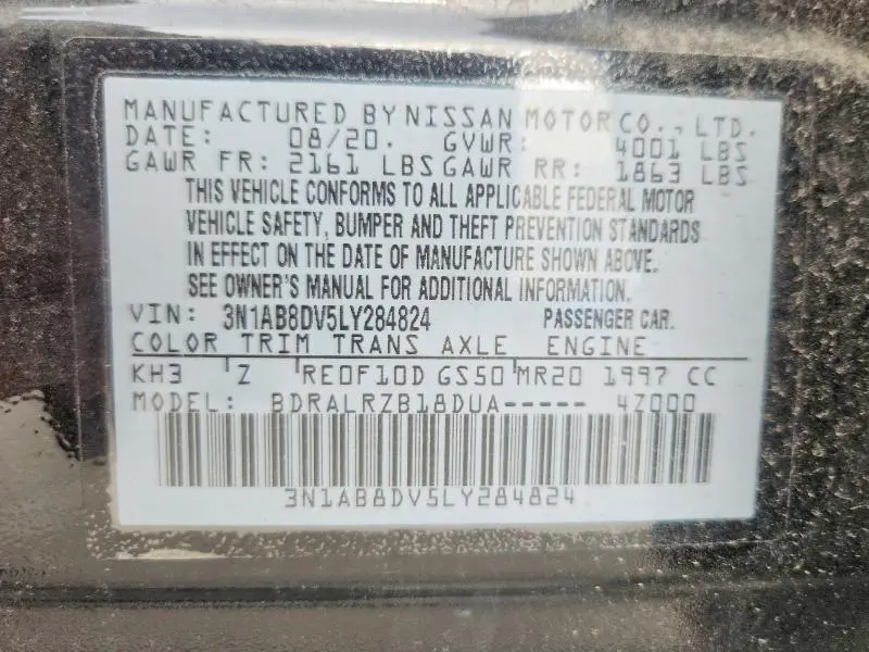 2020 NISSAN SENTRA SR  
