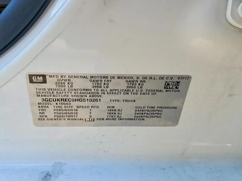 2017 CHEVROLET SILVERADO K1500 LT  