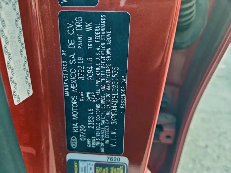 2020 KIA FORTE GT LINE  