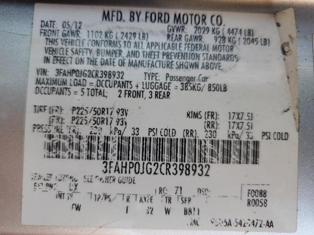 2012 FORD FUSION SEL