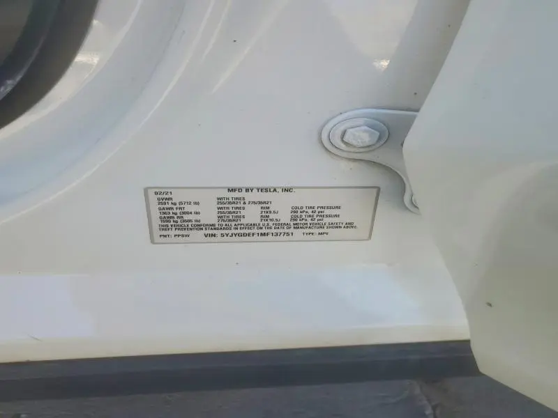 2021 TESLA MODEL Y   
