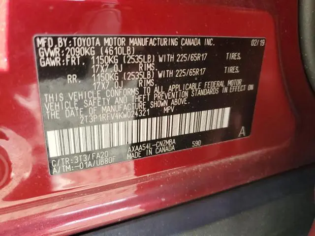 2019 TOYOTA RAV4 XLE  