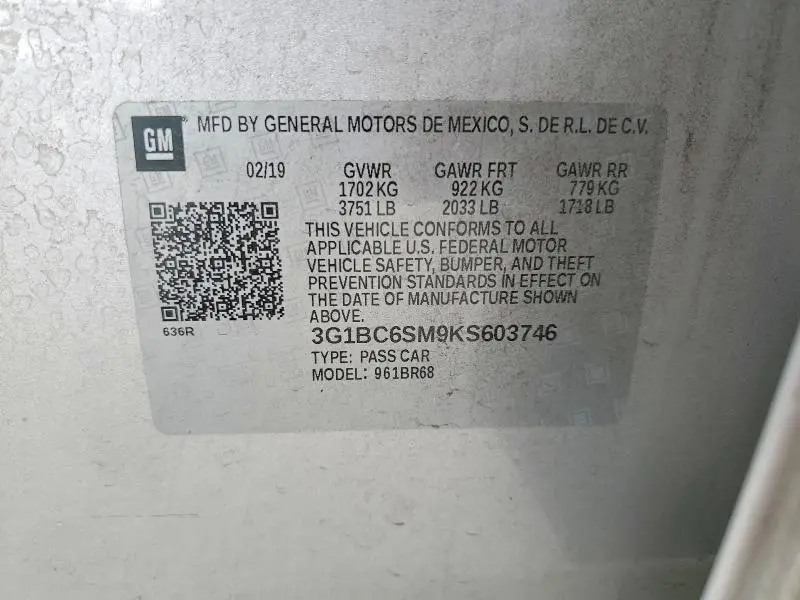 2019 CHEVROLET CRUZE LS  